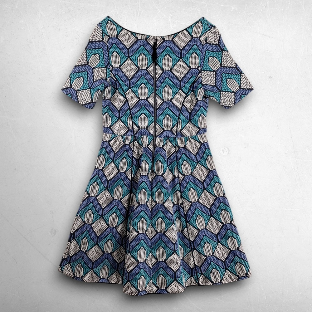 Anthropologie HD in Paris Hollyhock Dress Women S Blue Retro Indie Mod Fit Flare - Picture 2 of 13